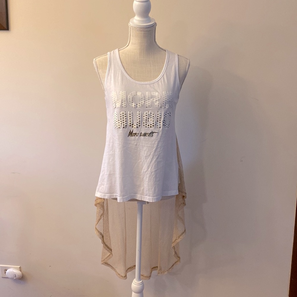 BeniSSimo women’s sleeveless High/Low net top, 💯 cotton made in EU size M